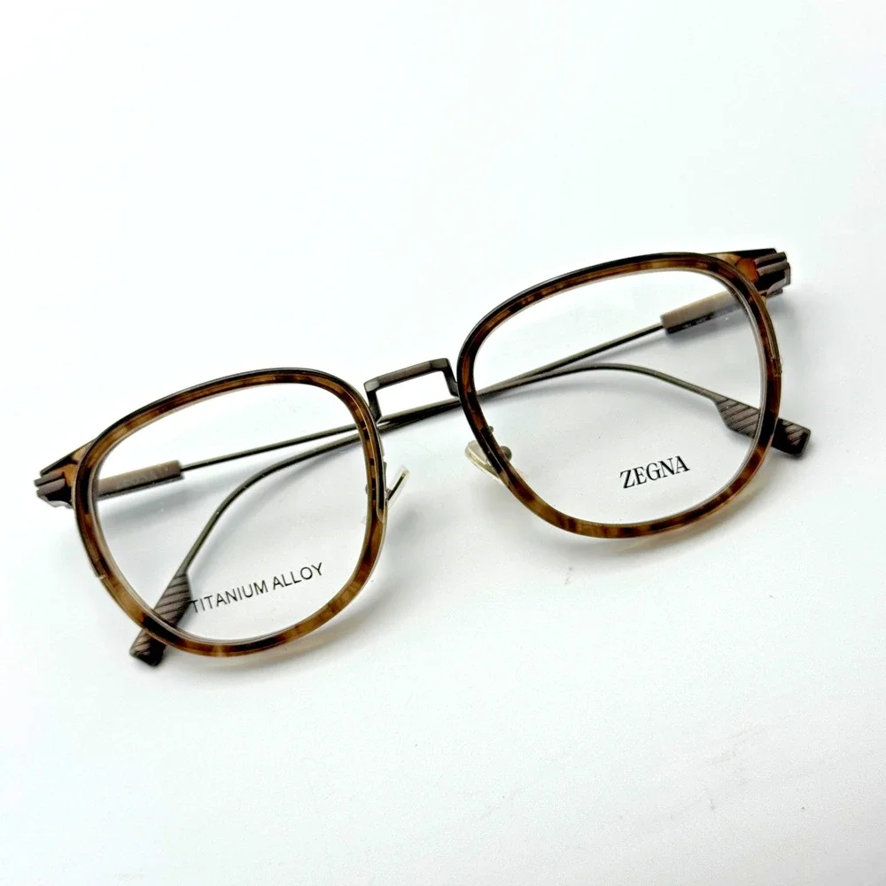 Ermenegildo Zegna Eyeglasses Frames EZ5337-D 048 Light Brown Geometric 52-20-145